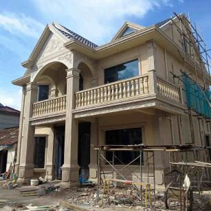 郑州 黄金麻花岗岩石材私人别墅雕花门楼柱阳台栏杆