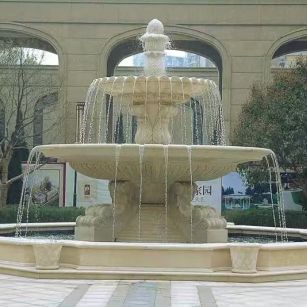 郑州 黄金麻花岗岩异型加工——户外庭院石雕流水喷泉