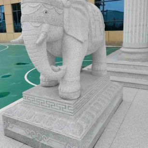 郑州 白麻花岗岩动物异形石雕-大象