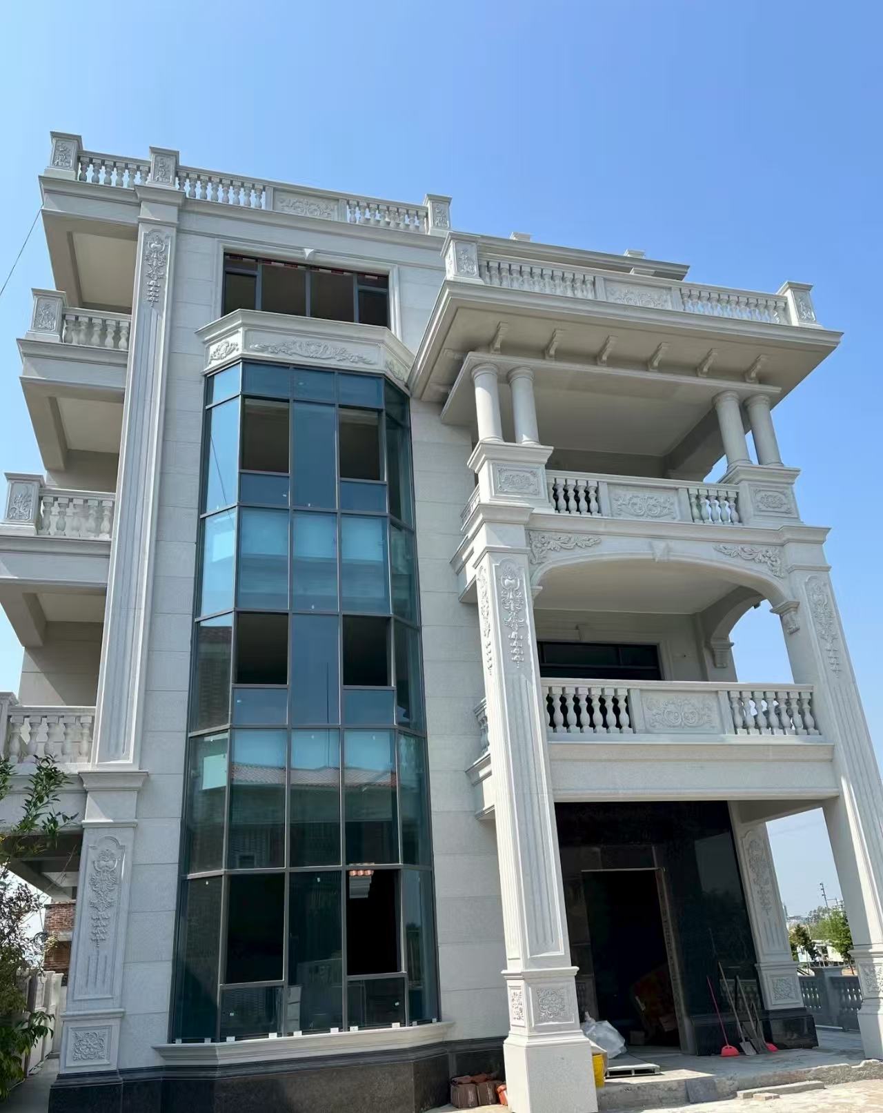 郑州 白麻花岗岩别墅外墙干挂效果展示