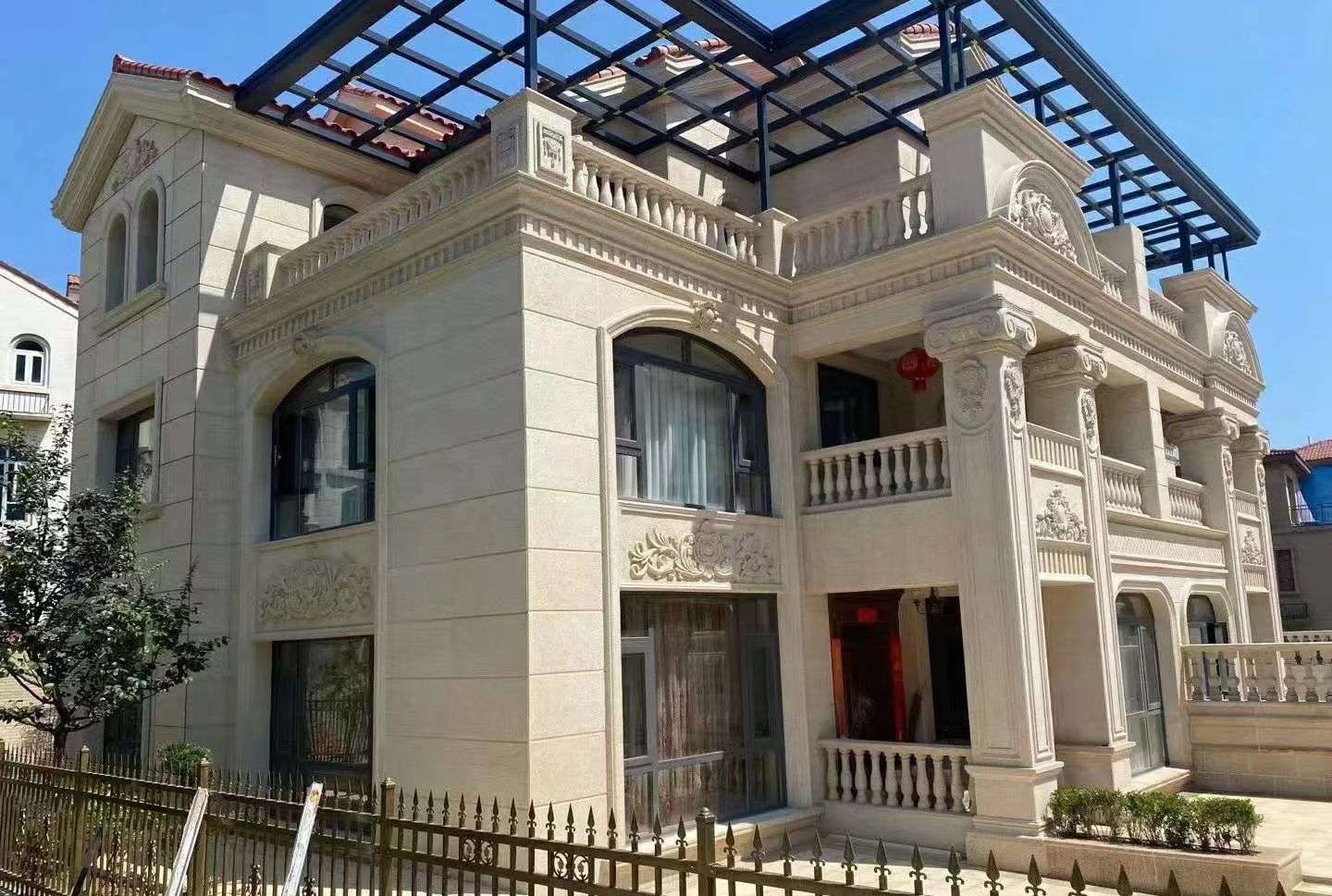 郑州 黄金麻花岗岩荔枝面别墅外墙干挂